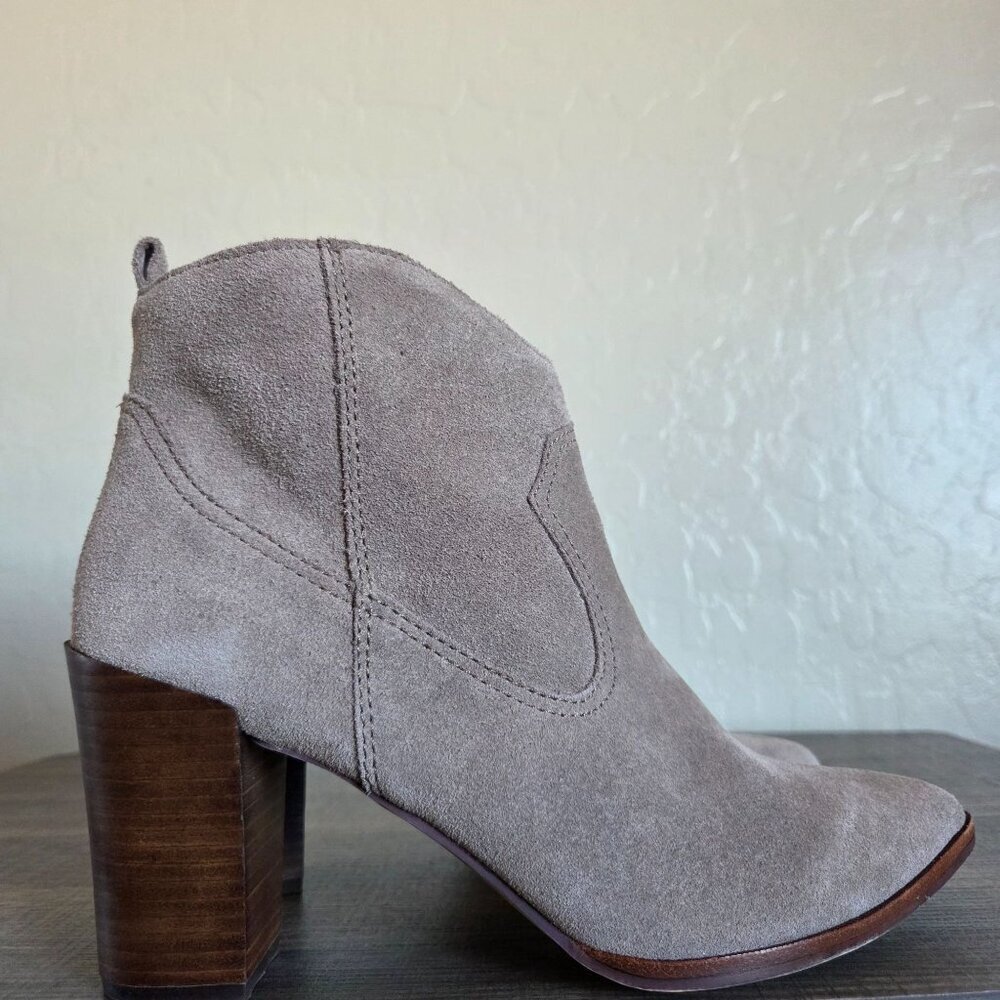 Steve Madden Ladd Suede Western Ankle Boot Grey Sz Women's 8 Pointed Toe Booties